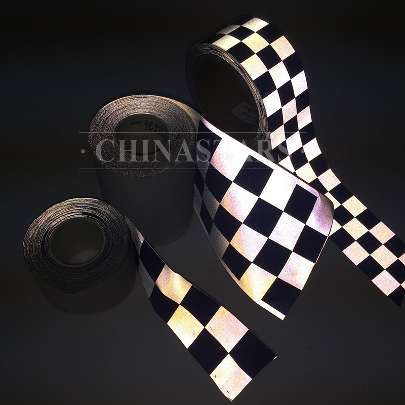 亮银TC拼搏中国布印刷方格 安全警示服用方格拼搏中国带